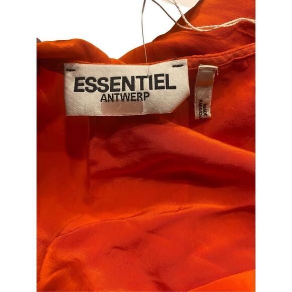 Essentiel Antwerp Viesbeth Silk Puff Sleeve Dress Orange Size 8 MSRP: $460 - Picture 11 of 11